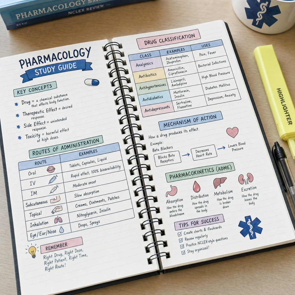 Medication Color Reference Pharmacology Study Guide: 50 Medications for EMS, Emergency, and Acute ...